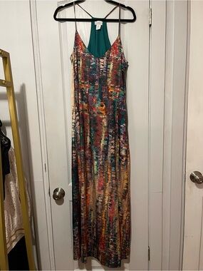 Nicole Miller Multi-Color Abstract Print Maxi Dress